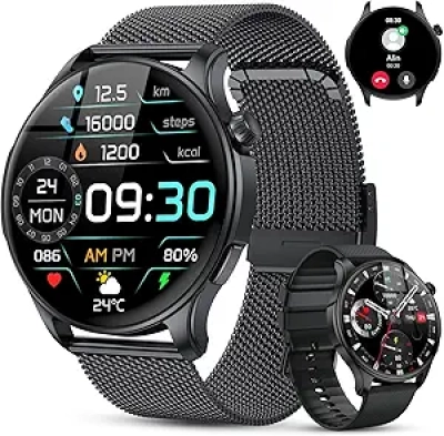 Montre Connectée Homme Femme - Appels, SpO2, 120 Sports + Écran AMOLED