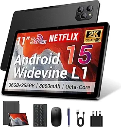 Tablette 11 Pouces Android 15 avec Clavier - 2K, 36GB RAM, 5G WiFi