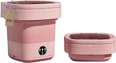 Lave-linge portable 16L pliable - Mini machine à laver rose pour appartement