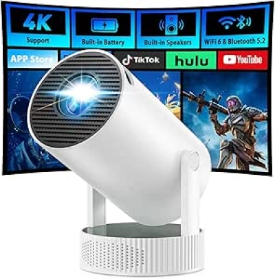 Mini Projecteur 4K Portable WiFi - Batterie 3h, Android 11 & Bluetooth