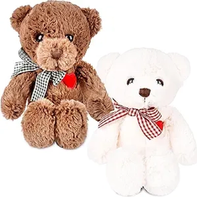 2 Peluches Ourson 30cm Cœur Cadeau Saint-Valentin Noël Anniversaire