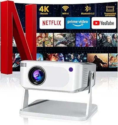 Mini Vidéoprojecteur 4K WiFi 6 Portable - Keystone Auto 270°
