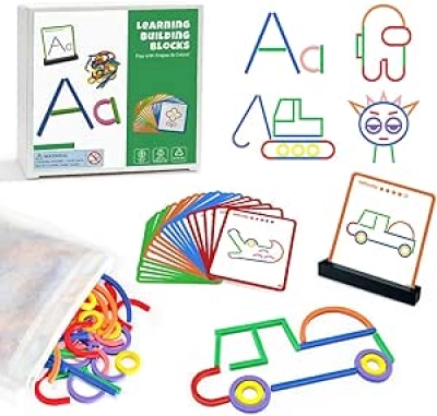 Jeu de Construction STEM 176 Pièces - Blocs Montessori pour Enfants 5+