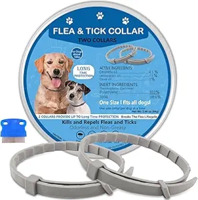Collier Anti-Puces pour Chien 2 Pack - 12 Mois de Protection