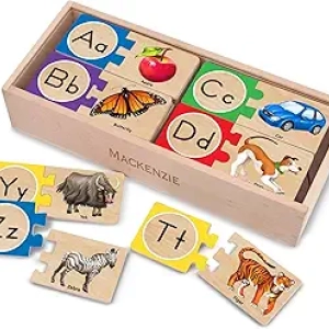 Puzzle Alphabet Autocorrectif Melissa & Doug - 52 pièces en bois avec boîte