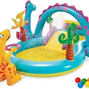 Piscine Gonflable Enfant Intex Dinoland 3,35m avec Toboggan et Jeux