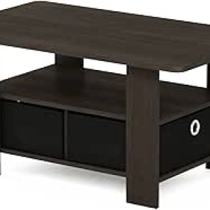 Table basse Furinno avec rangements - Design moderne marron/noir