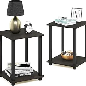 Lot de 2 Tables de Chevet Furinno SIMPLISTIC - Bois Massif, Montage Facile