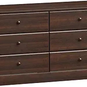 Commode 6 tiroirs Prepac Astrid - Meuble de rangement gris pour chambre