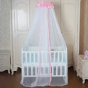 Moustiquaire de Lit Bébé Rose - Dôme Canopy pour Lit et Berceau