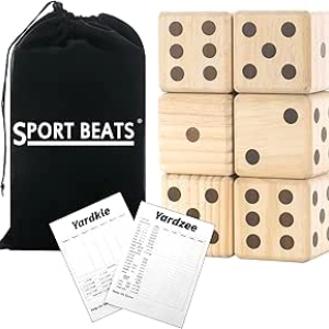 Dés Géants en Bois pour Jardin - Jeu d'Extérieur Set de 6