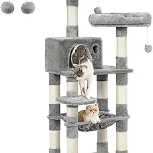 Arbre à Chats FEANDREA 142cm - Griffoir avec Hamac pour Chats d'Intérieur