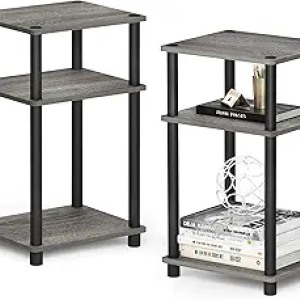 Lot de 2 Tables de Chevet Furinno - 3 Étages, Design Compact, Montage Sans Outils