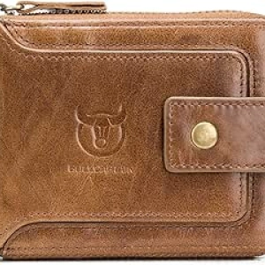 Portefeuille Homme BULLCAPTAIN Cuir Véritable Grande Capacité avec Protection RFID