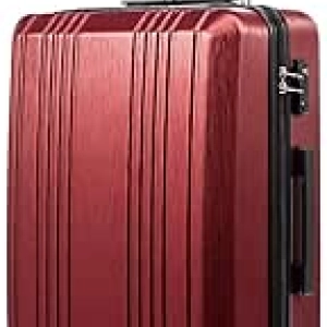 Valise Cabine Coolife 20in Rouge Vin - Trolley Léger TSA Lock