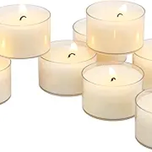 Lot de 48 Bougies Chauffe-Plat Blanches Sans Parfum - 6-7h de Combustion