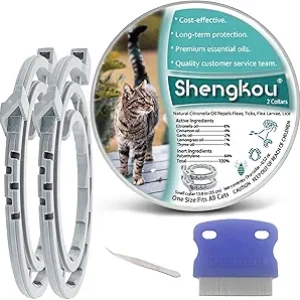 Collier Anti-Puces et Anti-Tiques pour Chat - Protection 12 Mois, Naturel