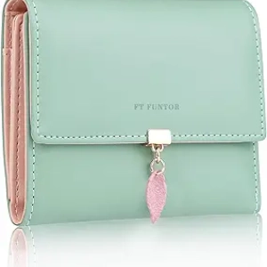 Portefeuille Femme RFID FT FUNTOR - Cuir PU Vert avec Protection Anti-Fraude