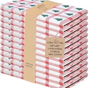 Serviettes de Table en Coton 100% - Set de 12 Serviettes Lavables 20x20 cm
