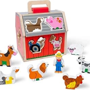 Grange Bois Portable Melissa & Doug - Jouet Ferme 11 Pièces pour Enfants 2+