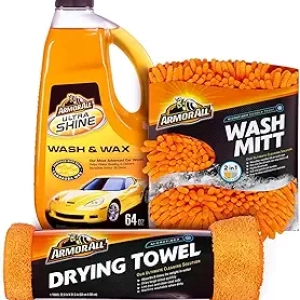 Kit Lavage Auto Armor All 3 en 1 - Shampooing, Gant & Serviette Microfibre