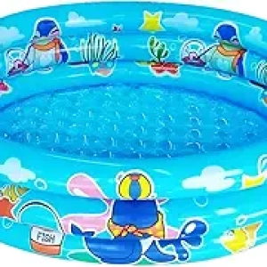 Piscine Gonflable Enfant 48" - Bassin Bébé 3 Anneaux avec Fond Bubble