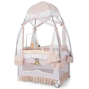 Parc Bébé 4-en-1 HONEY JOY avec Baldaquin - Table à Langer et Lit Portable
