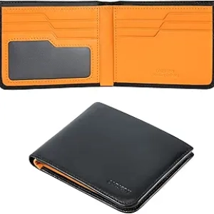 Portefeuille Homme Cuir Veau Premium RFID - Bifold Slim Noir