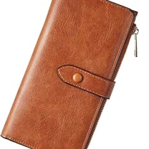Portefeuille Femme BOSTANTEN Cuir RFID - Grand Capacity Trifold Marron