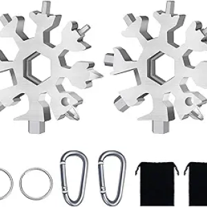 Outil Multifonction Flocon de Neige 18-en-1 - Clé Suisse Portable en Acier Inoxydable