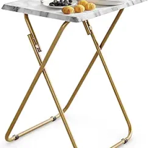 Table TV Pliante HUANUO - Plateau Repas Marbre, Montage Instantané