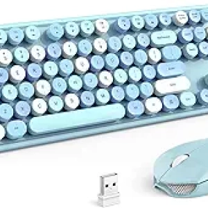 Clavier Rétro Wireless MOFII Bleu + Souris Sans Fil 2.4GHz