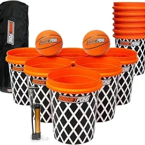 Jeu Géant Basket Pong 12 Seaux - Jeu de Jardin Extérieur Complet
