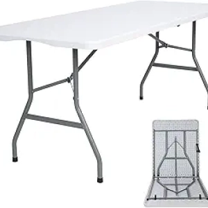 Table Pliante 6 Pieds Robuste - Intérieur/Extérieur Camping BBQ Rangement Facile