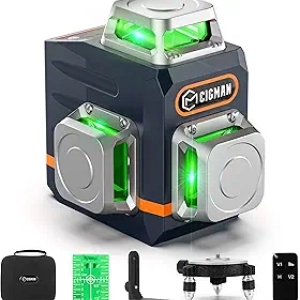 Niveau Laser 360° Vert CIGMAN 3D Auto-Nivelant - 12 Lignes pour Construction
