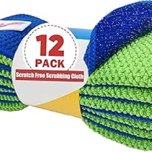 Lot de 12 Chiffons Microfibre Nettoyage Cuisine - Non Rayant, Réutilisable