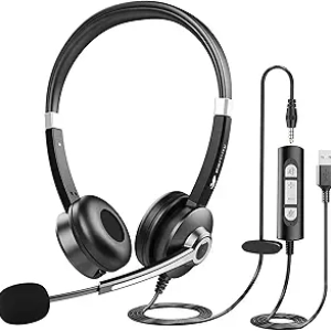 Casque USB avec Microphone à Réduction de Bruit pour PC, Laptop et Télétravail