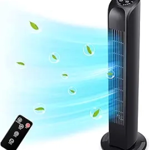 Ventilateur Tour Oscillant 76cm avec Télécommande - Silencieux et Sans Pales