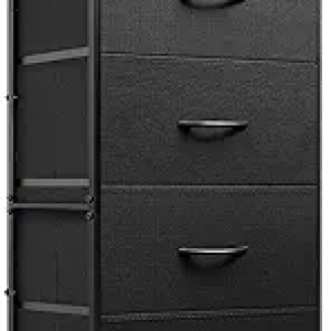 Commode 4 Tiroirs Tissu WLIVE - Meuble Rangement Chambre Noir