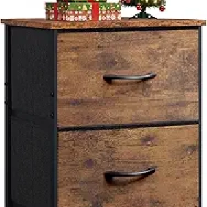 Table de Nuit Petit Commode 2 Tiroirs Marron - WLIVE