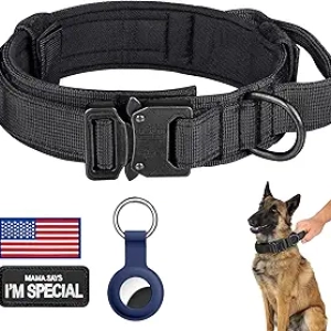 Collier Tactique Chien DAGANXI - Nylon Militaire L avec Poignée de Contrôle