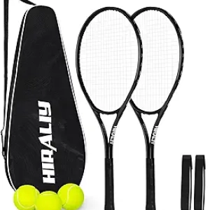 Set 2 Raquettes de Tennis 27" pour Adultes - Légères et Pré-Cordées avec Balles
