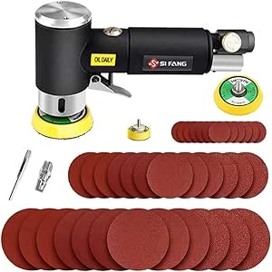 Mini Ponceuse Pneumatique Orbitale 1/2/3 Pouces - Polisseuse Air Comprimé Professionnelle avec 45 Disques
