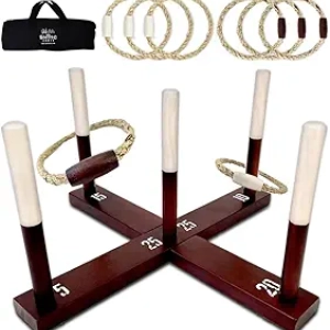 SWOOC Games Jeu de Lancer d'Anneaux Rustique - 15+ Jeux Inclus