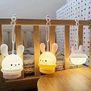Veilleuse Bébé Portable - Lampe Lapin LED 9 Couleurs, Rechargeable, Minuteur et Variateur