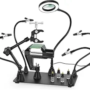 Troisième Main Magnétique pour Soudure avec Loupe LED 3X - Station de Soudage Professionnelle