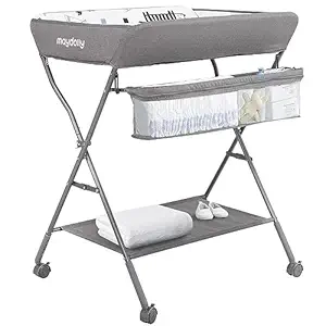 Table à Langer Portable avec Roulettes Maydolly - Hauteur Ajustable et Rangements