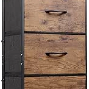Commode 3 Tiroirs WLIVE - Meuble de Rangement Rustique pour Chambre
