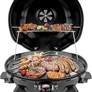 Barbecue Électrique Techwood 1600W - Grill de Terrasse Portable pour 15 Personnes