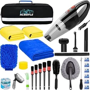 Kit Nettoyage Voiture 30 Pièces avec Aspirateur Portable 8000Pa